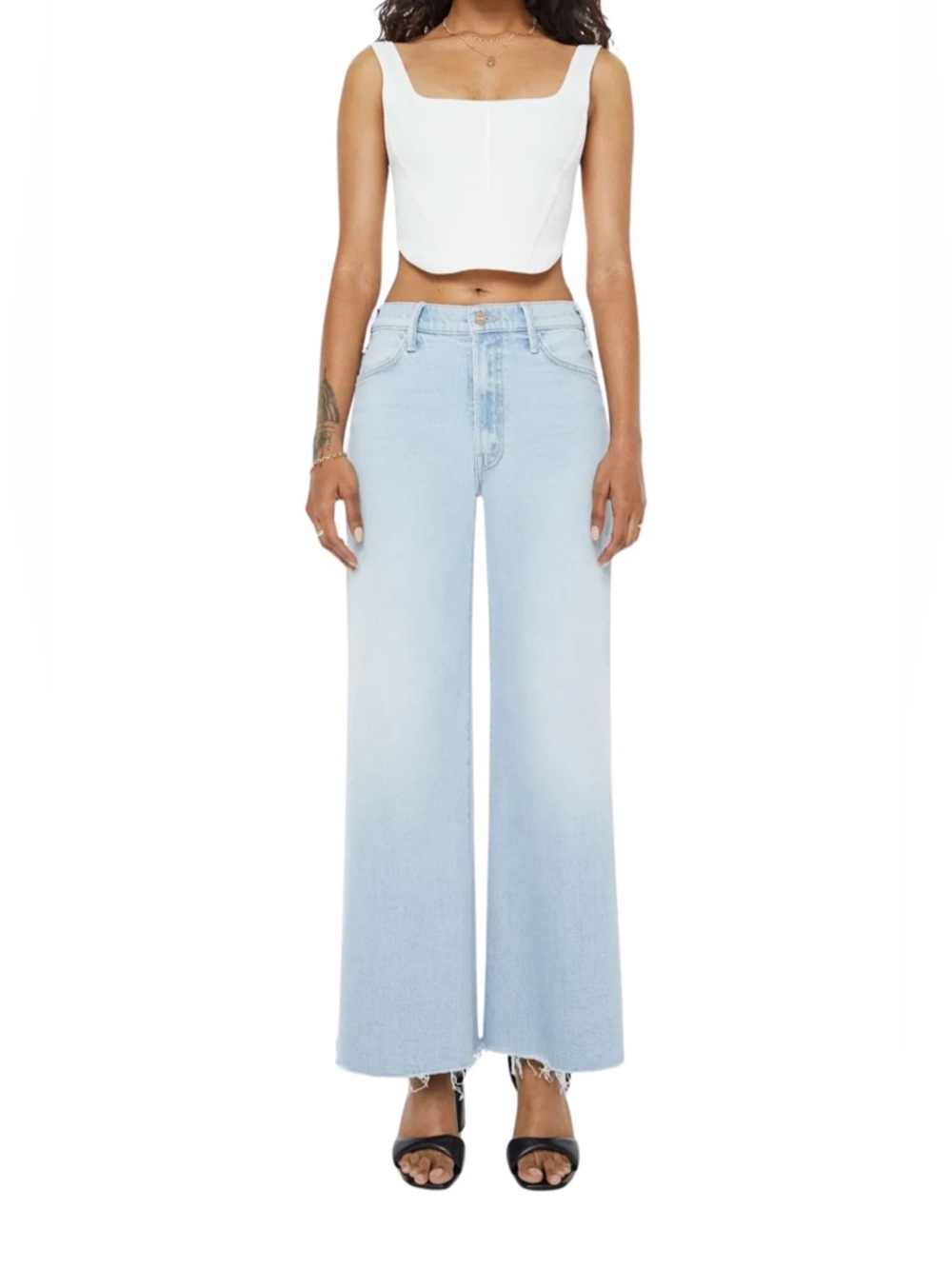 MOTHER Lil Hustler Roller Skimp Fray Denim Jeans  28P  Waist